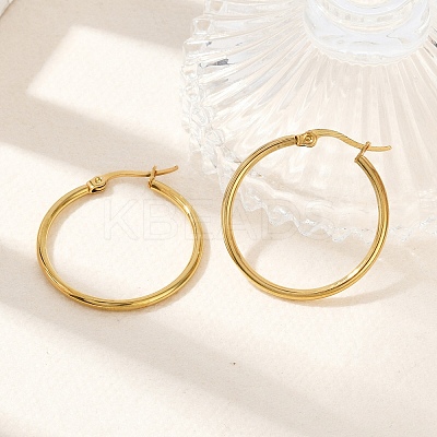 PVD Vacuum Plating 201 Stainless Steel Hoop Earrings for Women LS-EJEW-G260-02A-G-1