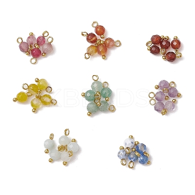 8Pcs 8 Styles Natural Agate & Carnelian & Green Aventurine & Amethyst & Aquamarine Faceted Round Charms PALLOY-JF03451-1