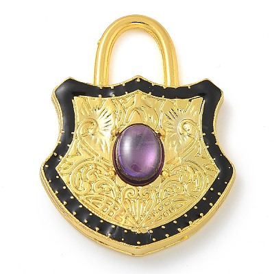 Rack Plating Brass Glass Pendants KK-G515-02B-1