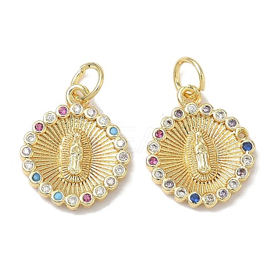 Holy Virgin Theme Brass Cubic Zirconia Pendants KK-L253-32G-04-1