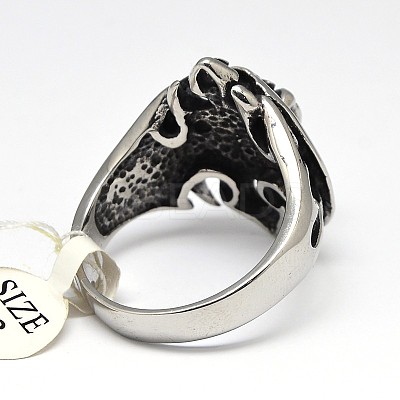 Personalized 304 Stainless Steel Skull Wide Band Rings for Men RJEW-F018-15-1