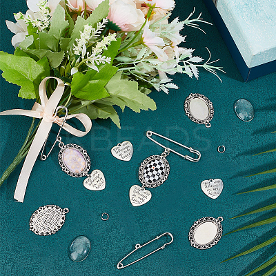 60Pcs 5 Styles Tibetan Style Alloy Pendants with Iron Brooch Findings TIBE-SC0009-45A-1