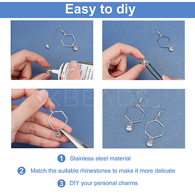 40Pcs Flat Round 304 Stainless Steel Charm Rhinestone Settings DIY-UN0002-71-1