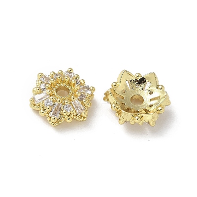 Brass Clear Cubic Zirconia Bead Caps KK-A236-15A-G-1