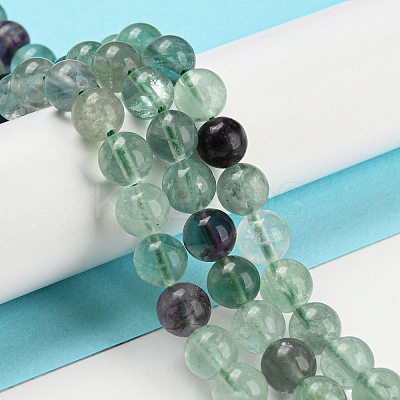 Natural Rainbow Fluorite Bead Strands G-P255-01-8mm-1