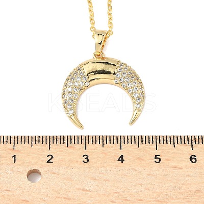Brass Micro Pave Clear Cubic Zirconia Pendant Necklaces for Women NJEW-S449-01A-G-1