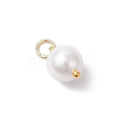 Shell Pearl Round Charms PALLOY-JF04476-01-1