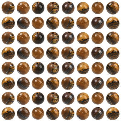 100Pcs Round Natural Tiger Eye Beads G-SP0001-21B-1