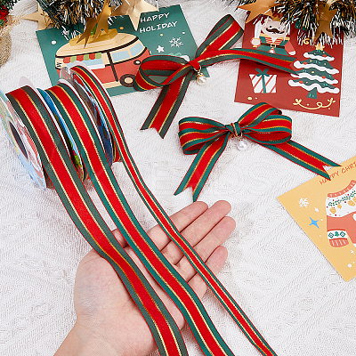 3Roll 3 Styles Polyester Striped Ribbon OCOR-DC0001-18-1
