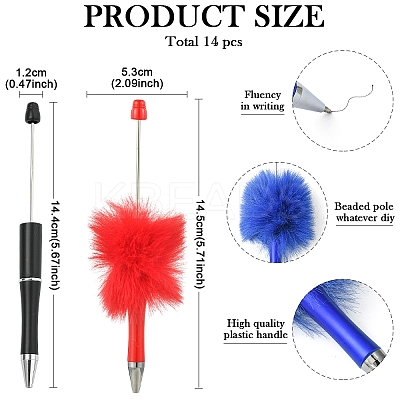 14Pcs 14 Styles Plastic Ball-Point Pen Sets AJEW-YW0001-37-1