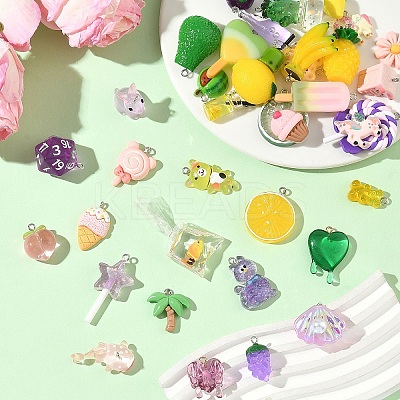 10Pcs 10 Styles Opaque & Transparent Resin Pendants RESI-YW0005-18-1