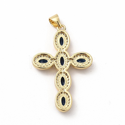 Rack Plating Brass Cubic Zirconia Pendants KK-G456-25G-05-1