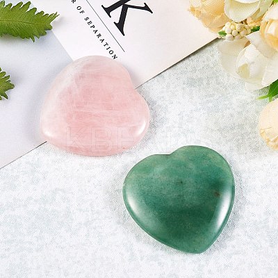 2Pcs 2 Style Heart Natural Mixed Gemstone Massage G-SZ0001-76B-1