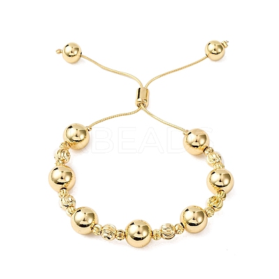 Brass Round Beads Slider Bracelets for Women LS-BJEW-D357-06B-G-1