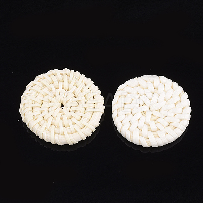 Handmade Reed Cane/Rattan Woven Beads WOVE-T005-12B-1