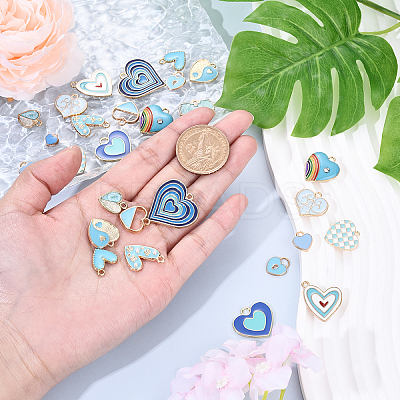 30Pcs 15 Styles Alloy Enamel Pendants ENAM-YW0004-18-1