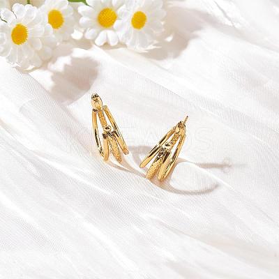 Stainless Steel Triple Line Claw Stud Earrings for Women JE1104A-1