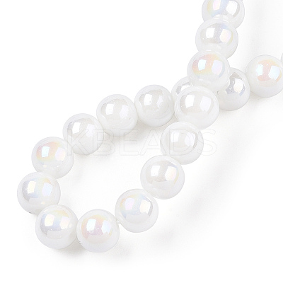 Electroplate Opaque Glass Beads Strands X-GLAA-T032-P8mm-AB02-1