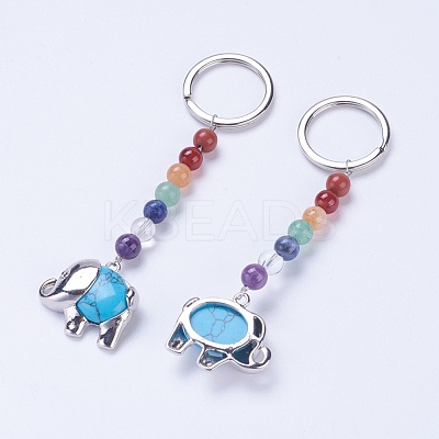 Natural/Synthetic Gemstone Chakra Keychain KEYC-P040-E-1