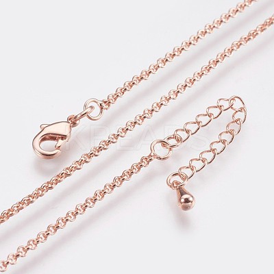 Long-Lasting Plated Brass Cable Chain Necklaces NJEW-K112-10RG-NF-1