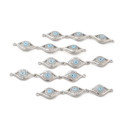 Brass Micro Pave Clear Cubic Zirconia Connector Charms KK-E068-VB395-2-1
