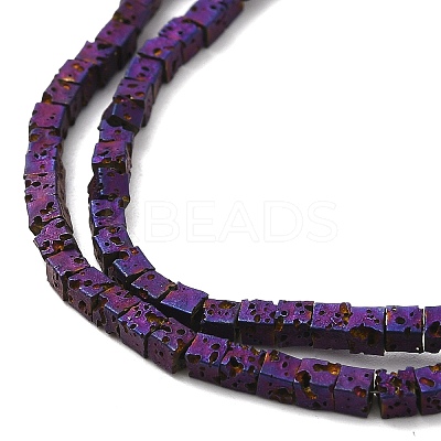 Electroplated Natural Lava Rock Beads Strands G-Q1009-B01-02C-1