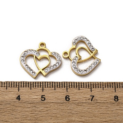 304 Stainless Steel Clay Rhinestone Pendants STAS-P406-17E-G-1