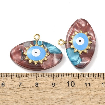 304 Stainless Steel Resin Pendants STAS-F352-07D-06-1