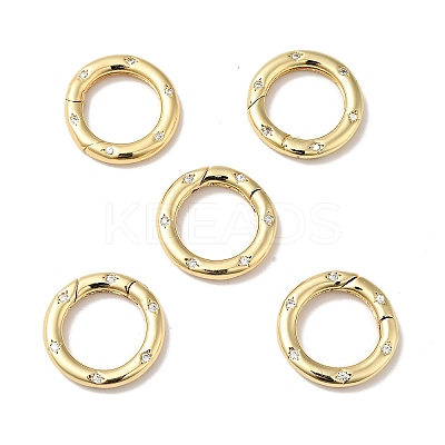 Brass Pave Clear Cubic Zirconia Spring Gate Rings X-KK-J301-15G-1
