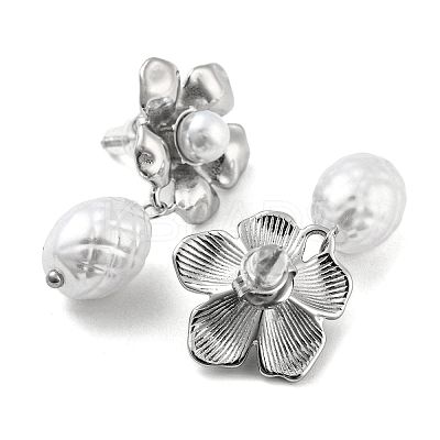 304 Stainless Steel Flower Stud Earrings EJEW-M233-01P-1
