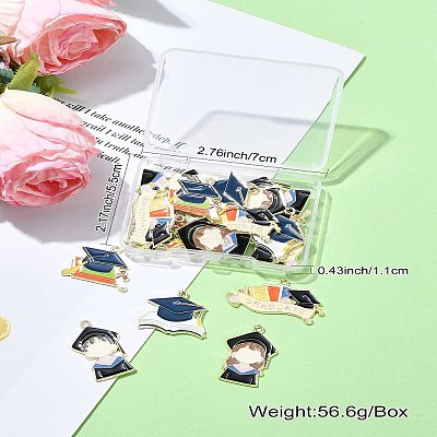 20Pcs 5 Styles Graduation Season Golden Plated Alloy Enamel Pendants ENAM-CJ0006-14-1