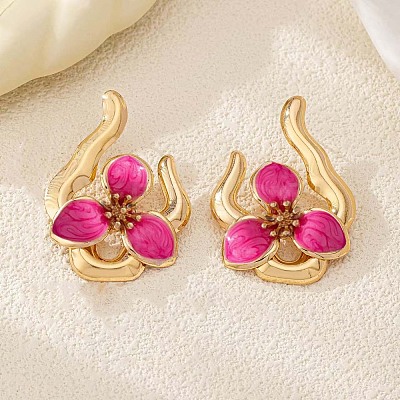 Flower Iron Enamel Stud Earrings FS-WG40D44-05-1