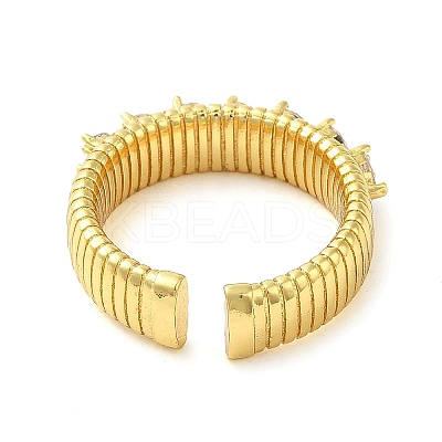 Brass Micro Pave Cubic Zirconia Cuff Rings RJEW-P102-14G-1