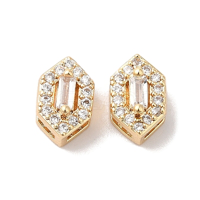 Brass Micro Pave Clear Cubic Zirconia Beads KK-G503-17G-1