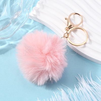 Faux Rabbit Fur Pom Pom Ball Keychain KEYC-FS00031-01-1