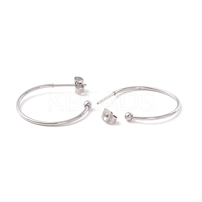 Non-Tarnish 304 Stainless Steel C-shape Stud Earrings STAS-P302-09P-1