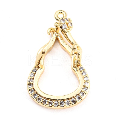 Brass Micro Pave Clear Cubic Zirconia Pendant Cabochon Settings KK-Q794-02B-G-1