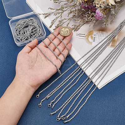 10Pcs 304 Stainless Steel Rope Chain Necklaces for Men Women NJEW-BC0001-07-1