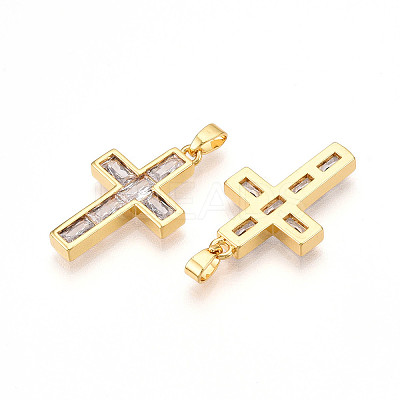Brass Micro Pave Cubic Zirconia Pendants KK-N257-32G-1