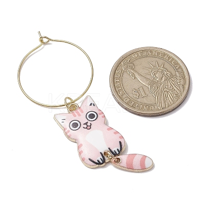 7pcs Cat Alloy Pendants Wine Glass Charms Sets AJEW-JO00252-1