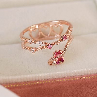 Adjustable Brass Micro Pave Cubic Zirconia Open Cuff Rings for Women EC9353-25-1