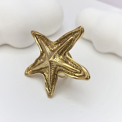 Adjustable 304 Stainless Steel Cuff Open Rings for Women RJEW-B155-02G-1