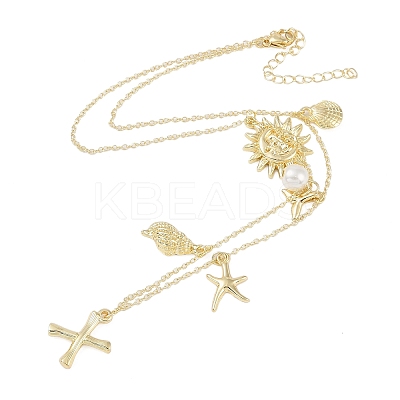 Bohemian Summer Beach Style 18K Gold Plated Shell Shape Initial Pendant Necklaces IL8059-24-1
