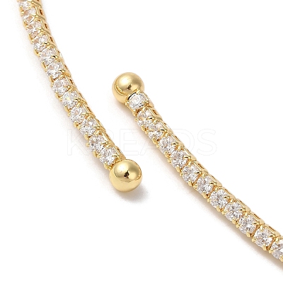 Rack Plating Brass Cubic Zirconia Elasticity Necklaces NJEW-S425-02G-1