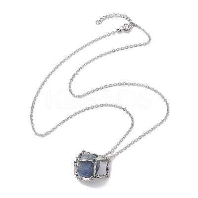 Crystal Stone Cage Pendant Necklaces NJEW-JN04756-02-1