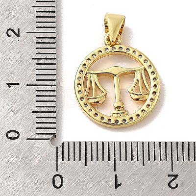 Zodiac Theme Brass Micro Pave Cubic Zirconia Pendants KK-M273-05I-G-1