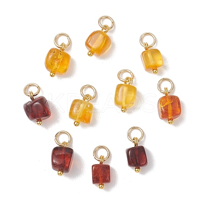 Natural Amber Square Charms PALLOY-JF04834-1