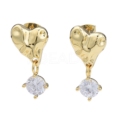 Cubic Zirconia Heart Dangle Earrings EJEW-N011-77-1