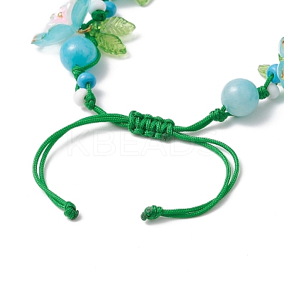Floral Acrylic Beads Braided Bead Bracelets for Women BJEW-MZ00184-03-1