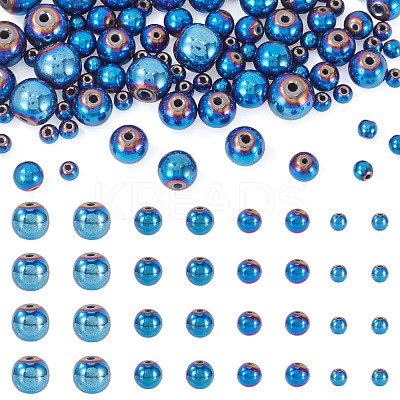 100Pcs 4 Styles Electroplated Synthetic Non-magnetic Hematite Beads G-TA0002-90-1